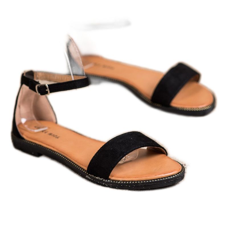 Laura Mode Klassiske flade sandaler sort 1