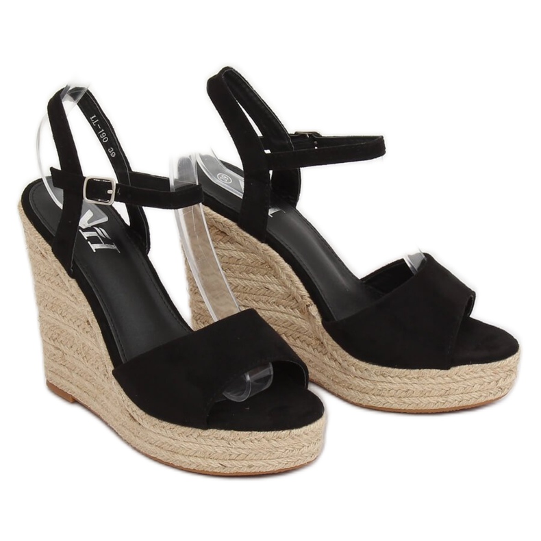 Sort Espadrilles på kiler LL-190 Sort 1