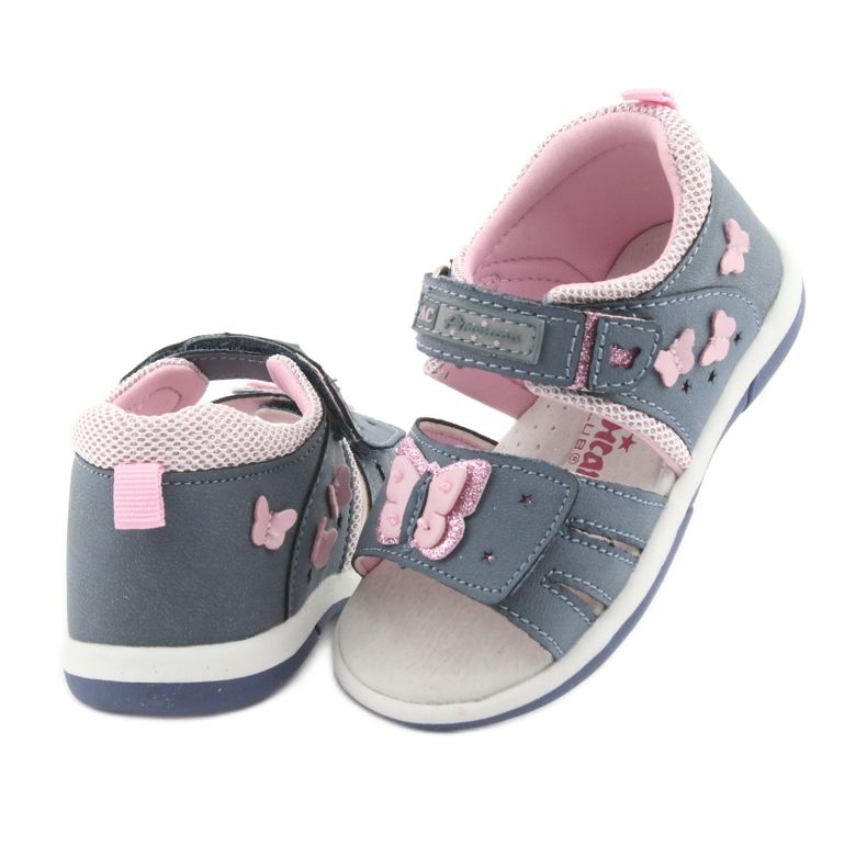 American Club Amerikanske DR19 denim butterfly pigesandaler blå lyserød 4