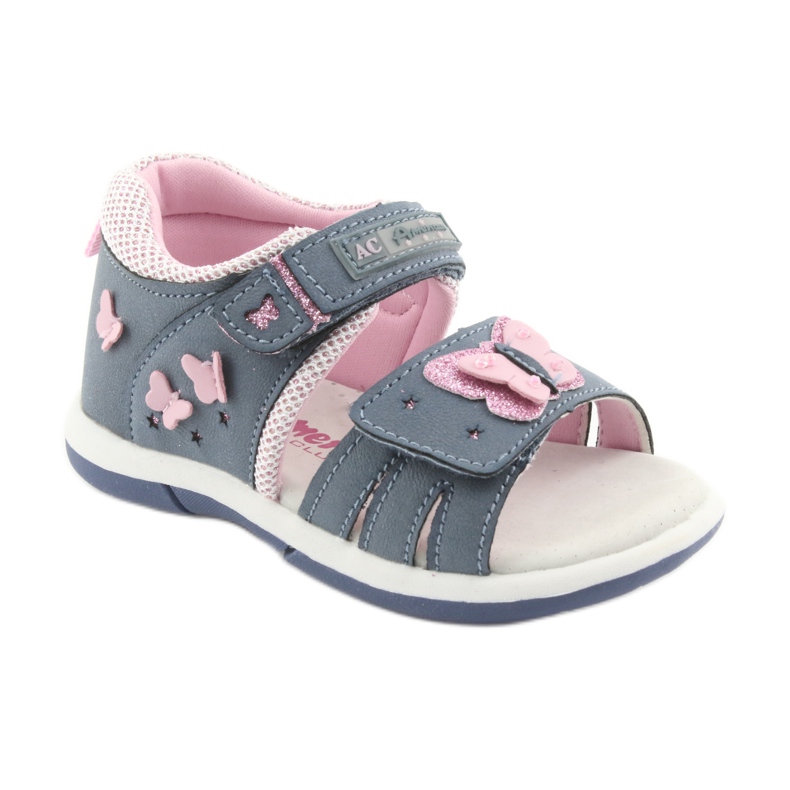 American Club Amerikanske DR19 denim butterfly pigesandaler blå lyserød 1