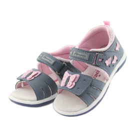 American Club Amerikanske DR19 denim butterfly pigesandaler blå lyserød 3
