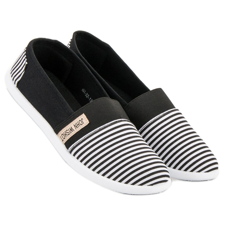 SHELOVET Stribede Slipons sort 2