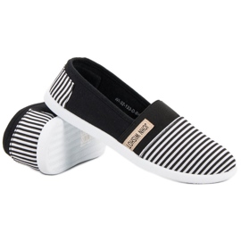SHELOVET Stribede Slipons sort 1
