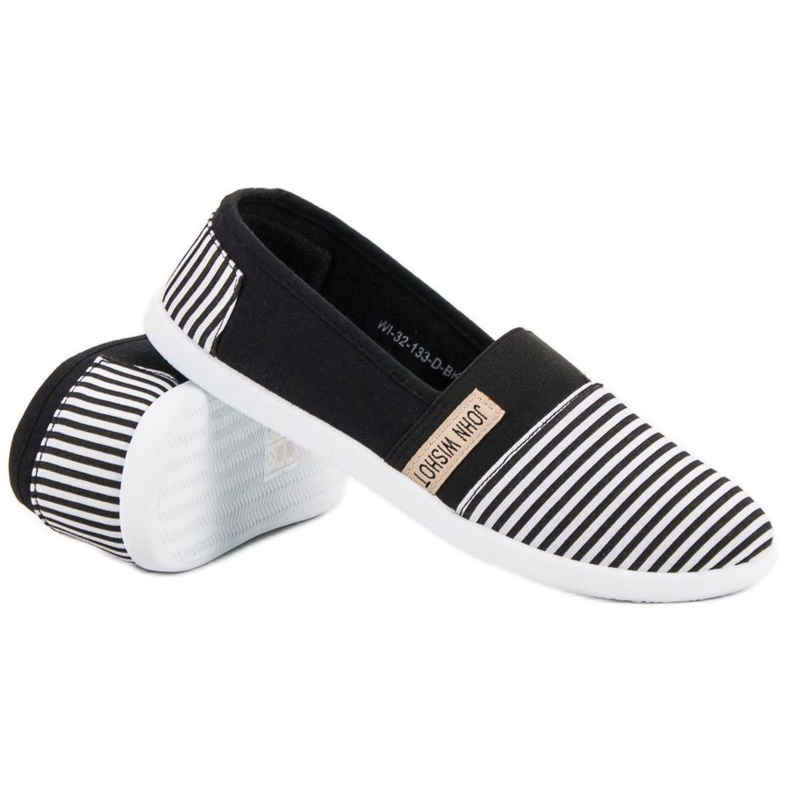 SHELOVET Stribede Slipons sort 1