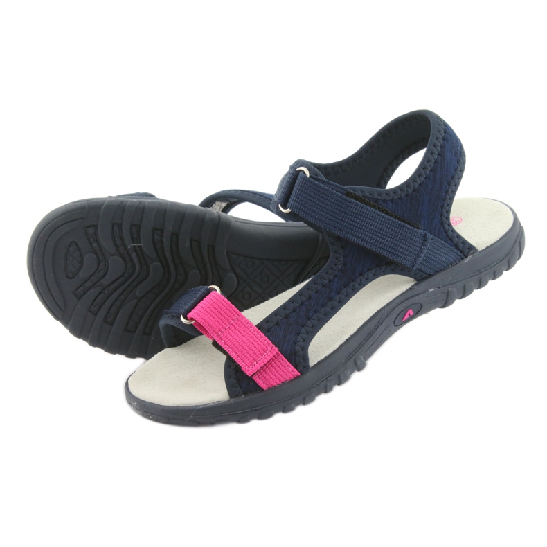 Sandaler med en American Club RL10 navy læderindsats lyserød marineblå 4