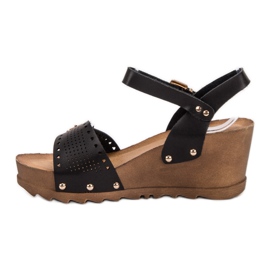 SHELOVET Sorte kile sandaler 1