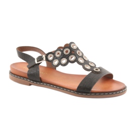 Sandaler til kvinder med sorte rhinestones af Sergio Leone 1