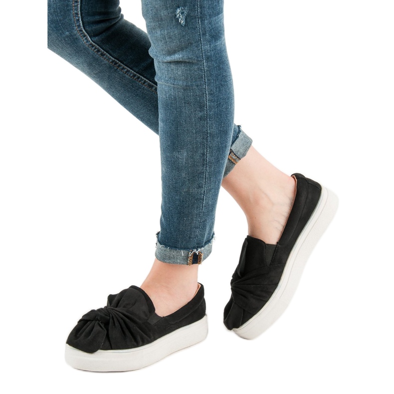 Suede Slipons med en VICES sløjfe sort 1