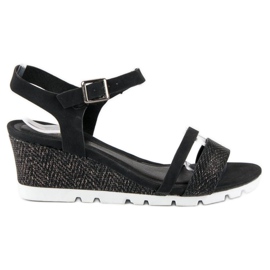 Ideal Shoes Sorte kile sandaler 1