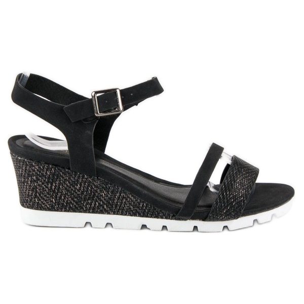Ideal Shoes Sorte kile sandaler 1
