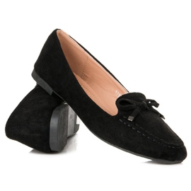 Small Swan Ruskind Loafers med sløjfe sort 2