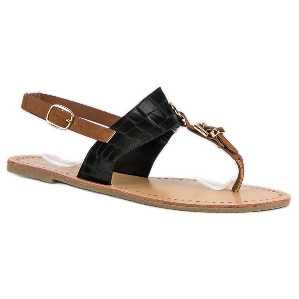 Comer Stilfulde flip-flops sandaler brun sort 1