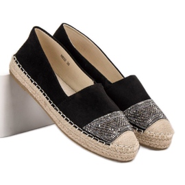 Small Swan Ruskind Espadrilles Med Krystaller sort 1
