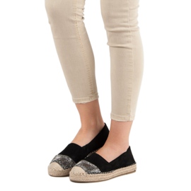 Small Swan Ruskind Espadrilles Med Krystaller sort 2