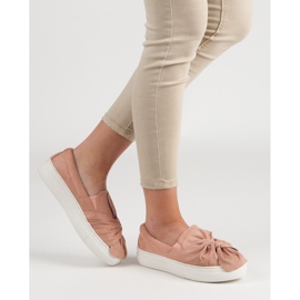 Suede Slipons med en VICES sløjfe lyserød 1