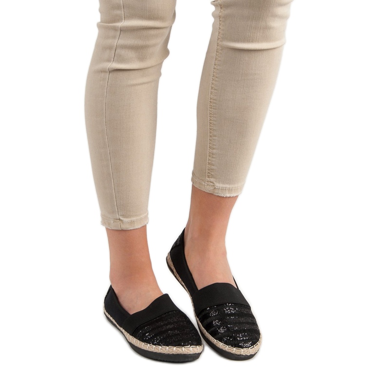 Kayla Skinnende Espadrilles sort 1