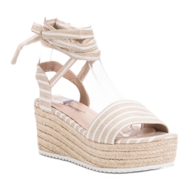 Seastar Stribede sandaler på kile beige 1