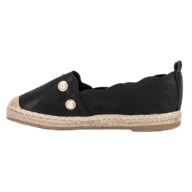 SHELOVET Espadrilles med perler sort 1