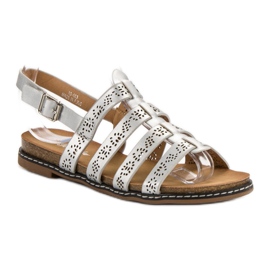 Renda Behagelige sølv sandaler grå 3