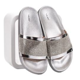 VICES hjemmesko med cubic zirconia grå 2