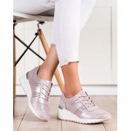 Filippo Wedge sneakers i læder lyserød 1