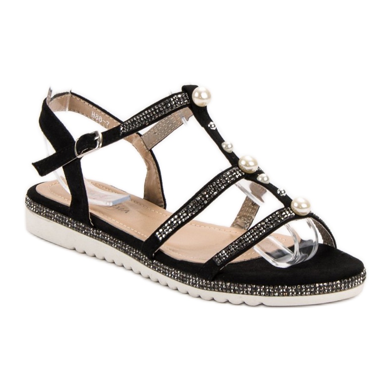 GUAPISSIMA Sandaler med perler sort 1