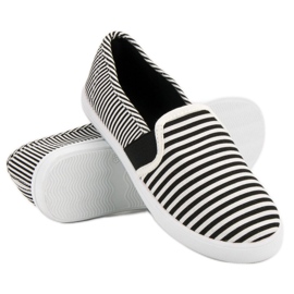 SHELOVET Stribede Slipons hvid sort 1