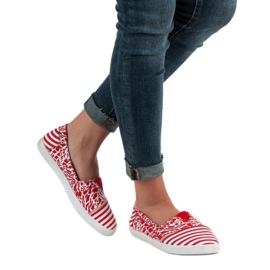 Sweet Shoes Slipons med mønster hvid rød 5