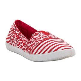 Sweet Shoes Slipons med mønster hvid rød 1