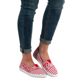 Sweet Shoes Slipons med mønster hvid rød 4