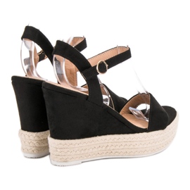Ideal Shoes Stilfulde kile sandaler sort 1