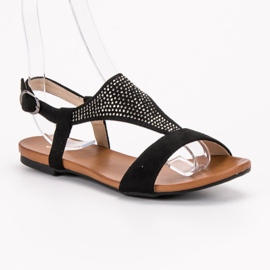 SHELOVET Sandaler med krystaller sort 2
