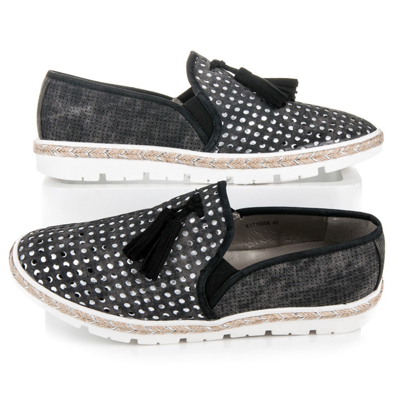 Kylie Gennembrudte Slipony Espadrilles sort 2