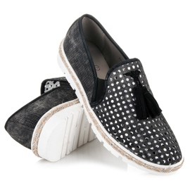Kylie Gennembrudte Slipony Espadrilles sort 1