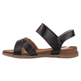 Mannika Sorte sandaler med viskelæder 2