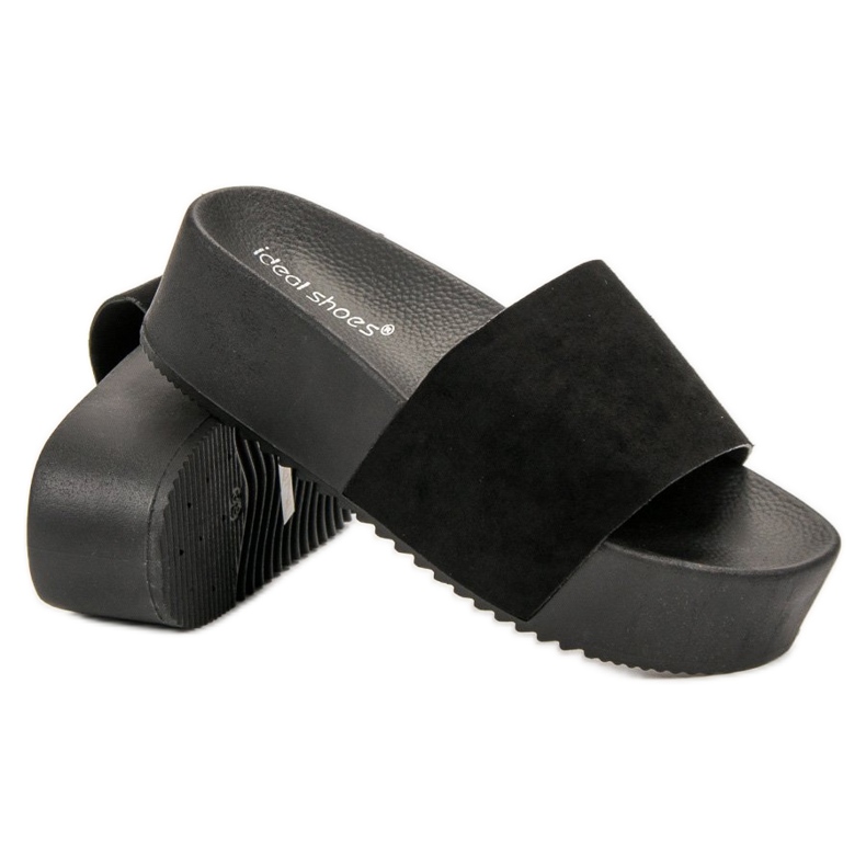 Ideal Shoes Hjemmesko på platformen sort 1