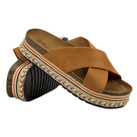 SHELOVET Boho kamel tøfler brun 1