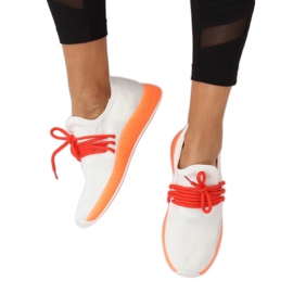 Orange og hvide sportssko B-6851 Orange 2