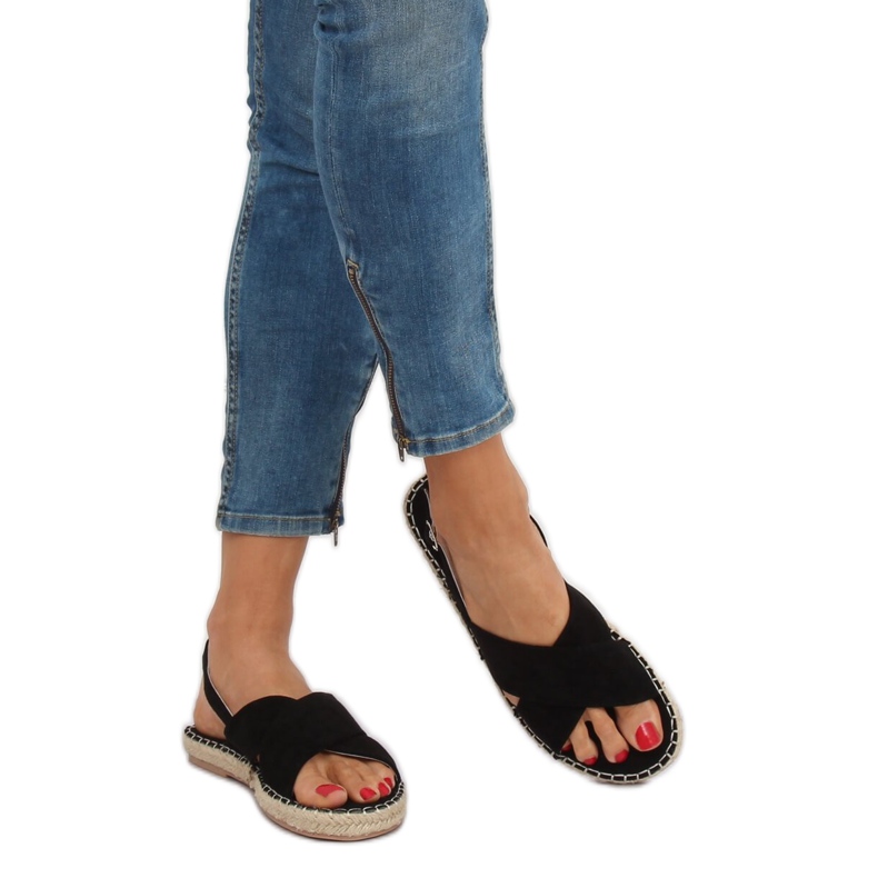 Sorte espadrillessandaler YJ-2M12 Sort 1