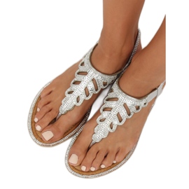 Sølv flip-flops med sten ZY172 Sølv grå 2