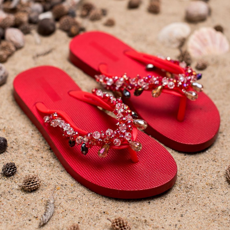 SHELOVET Flip-flops i gummi med ornamenter rød 2