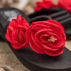 SHELOVET Let flip-flops med blomster sort 1