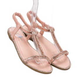 SHELOVET Flade sandaler med krystaller lyserød 2