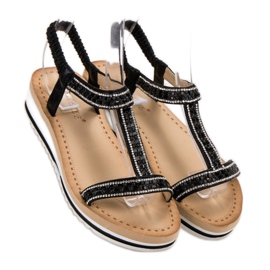 Bestelle Slip-on sandaler på kile sort 2