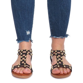 Sommer sorte flade sandaler 1