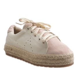 Lyserøde LX-07 snøret espadriller 1