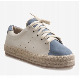 Blå snøret espadriller LX-07 brun 1