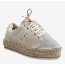 Grå snøret espadriller LX-07 1