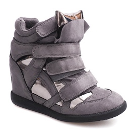 Wedge sneakers med velcro 6041 grå 2