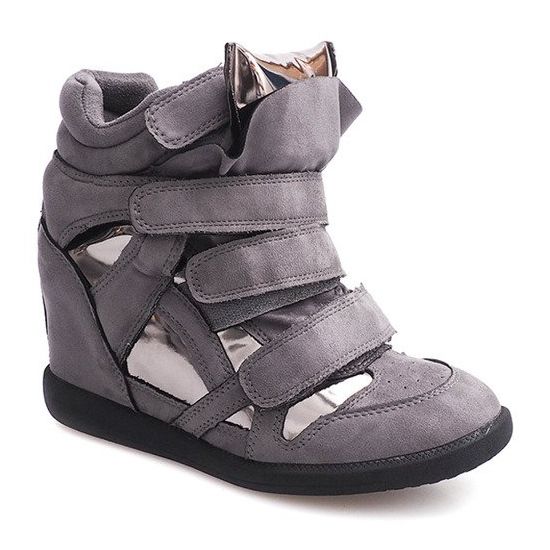 Wedge sneakers med velcro 6041 grå 2